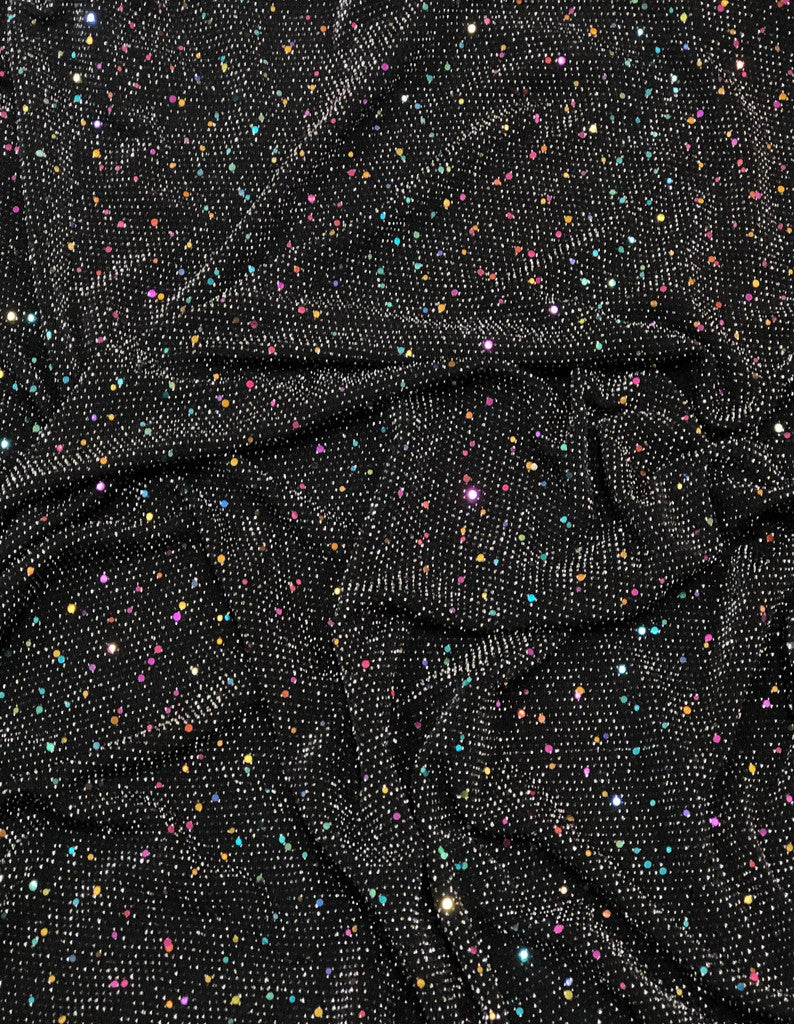1 & 3Mm Multi Color Trans On Nylon Spandex Fabric - Textured Slinky, Multi Color, 52-54" Width