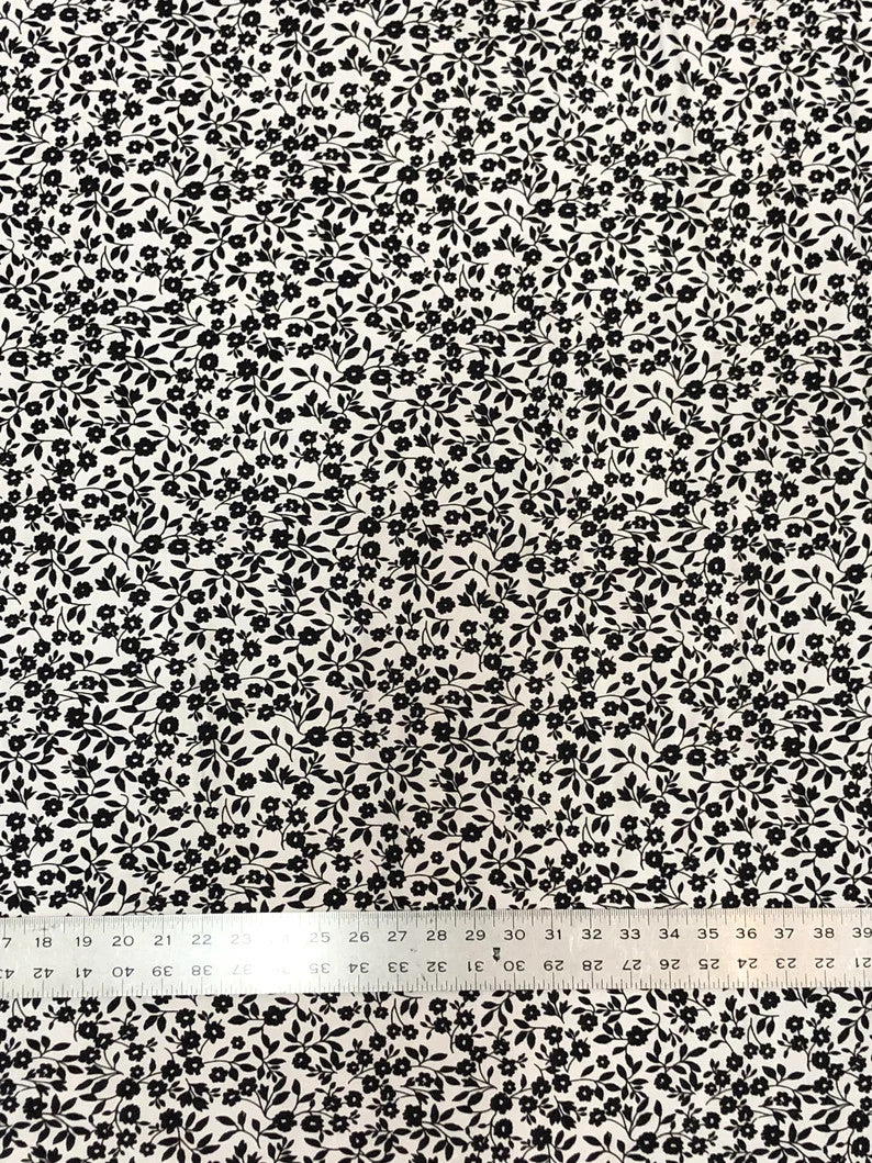 Small Floral Print Polyester Spandex Fabric - Small Floral Print, 54-56" Width