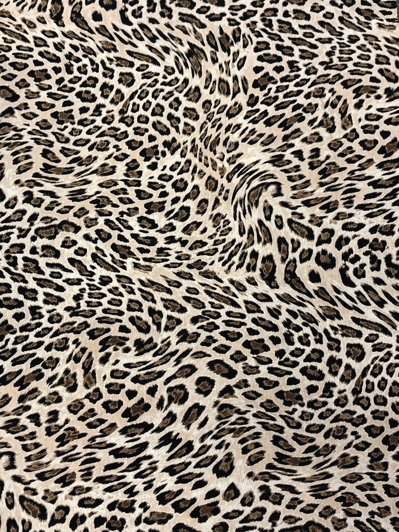 Leopard Print Polyester Spandex Fabric - Leopard Print, 58" Width