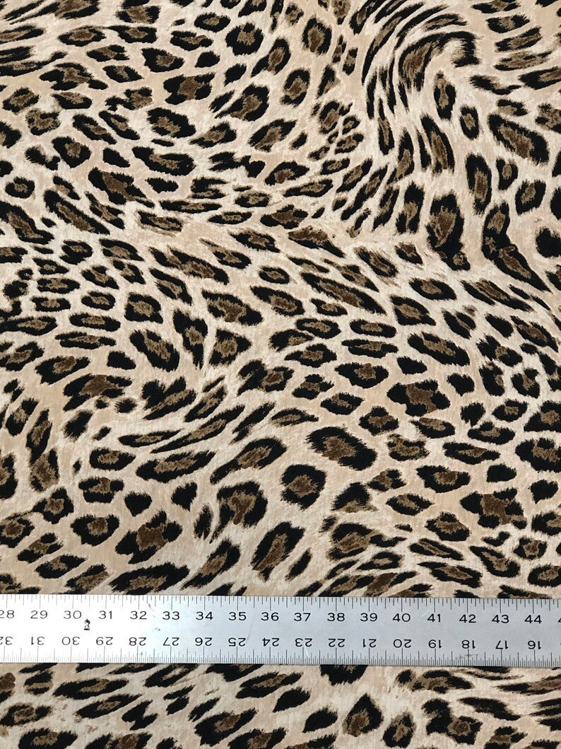 Leopard Print Polyester Spandex Fabric - Leopard Print, 58" Width