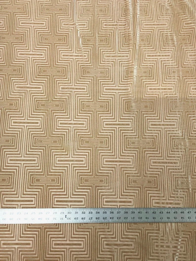Polyester Spandex Ice Velvet Burnout Fabric - Beige, 2-Way Stretch, 58-60" Width