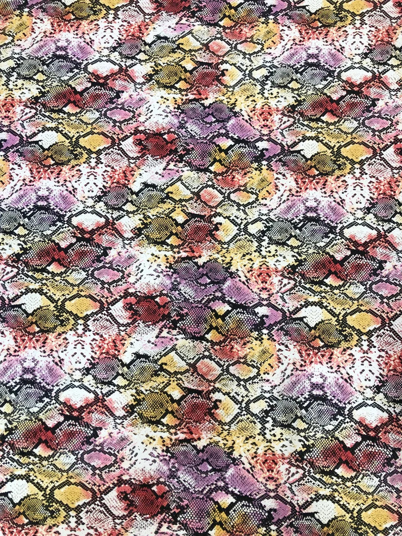 Colorful Snake Print Bulgari Polyester Spandex Fabric - Blue, Purple