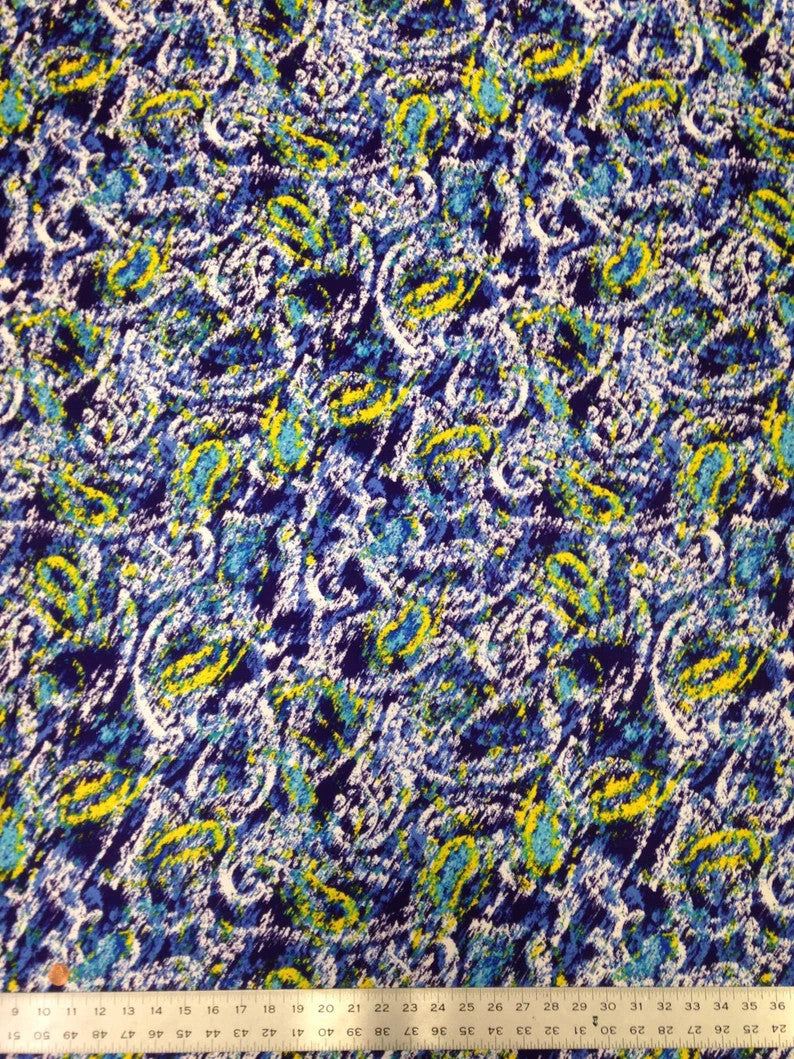 Abstract Paisley Pattern Polyester Spandex Knit Jersey Fabric - Paisley Print, Lightweight, 58" To 60" Width