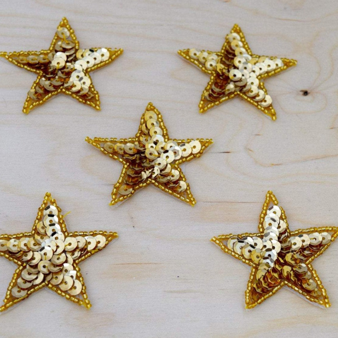 Star Patch Gold Sequin Beaded Iron-On