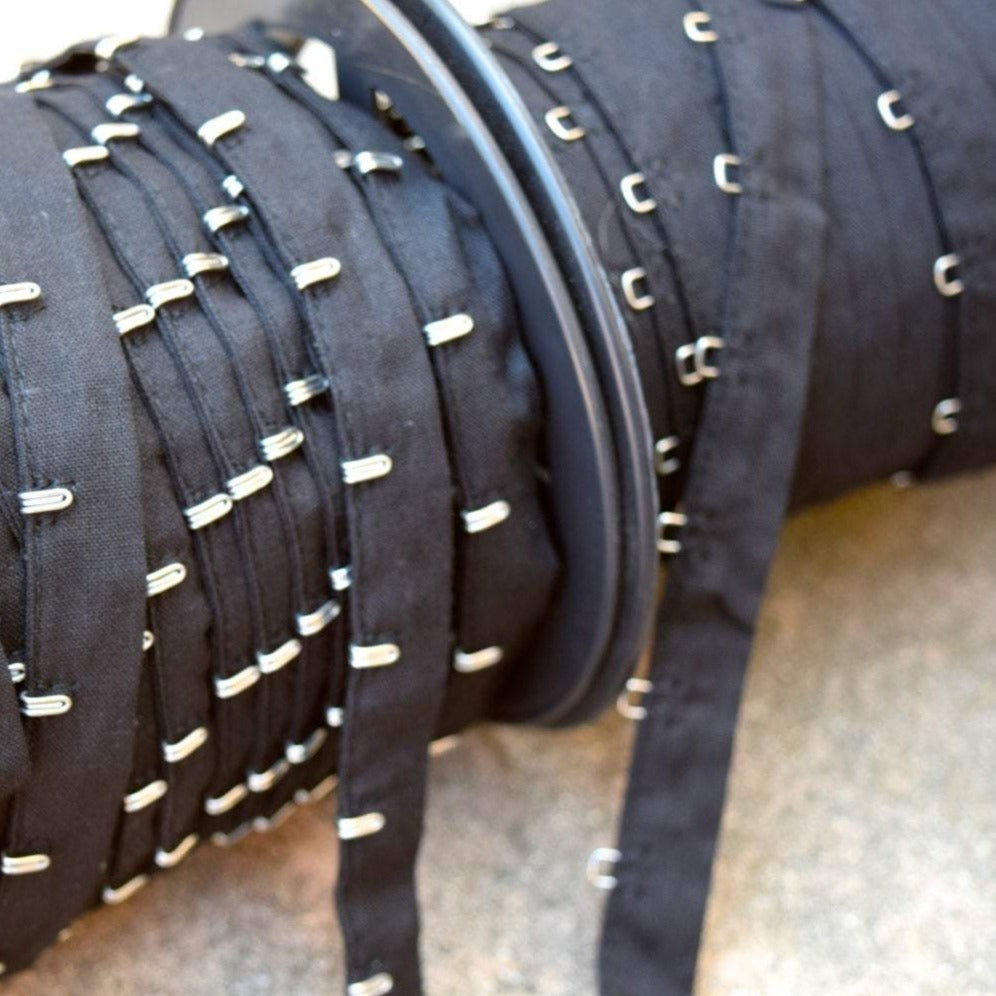 Hook and Eye Tape Black Silver