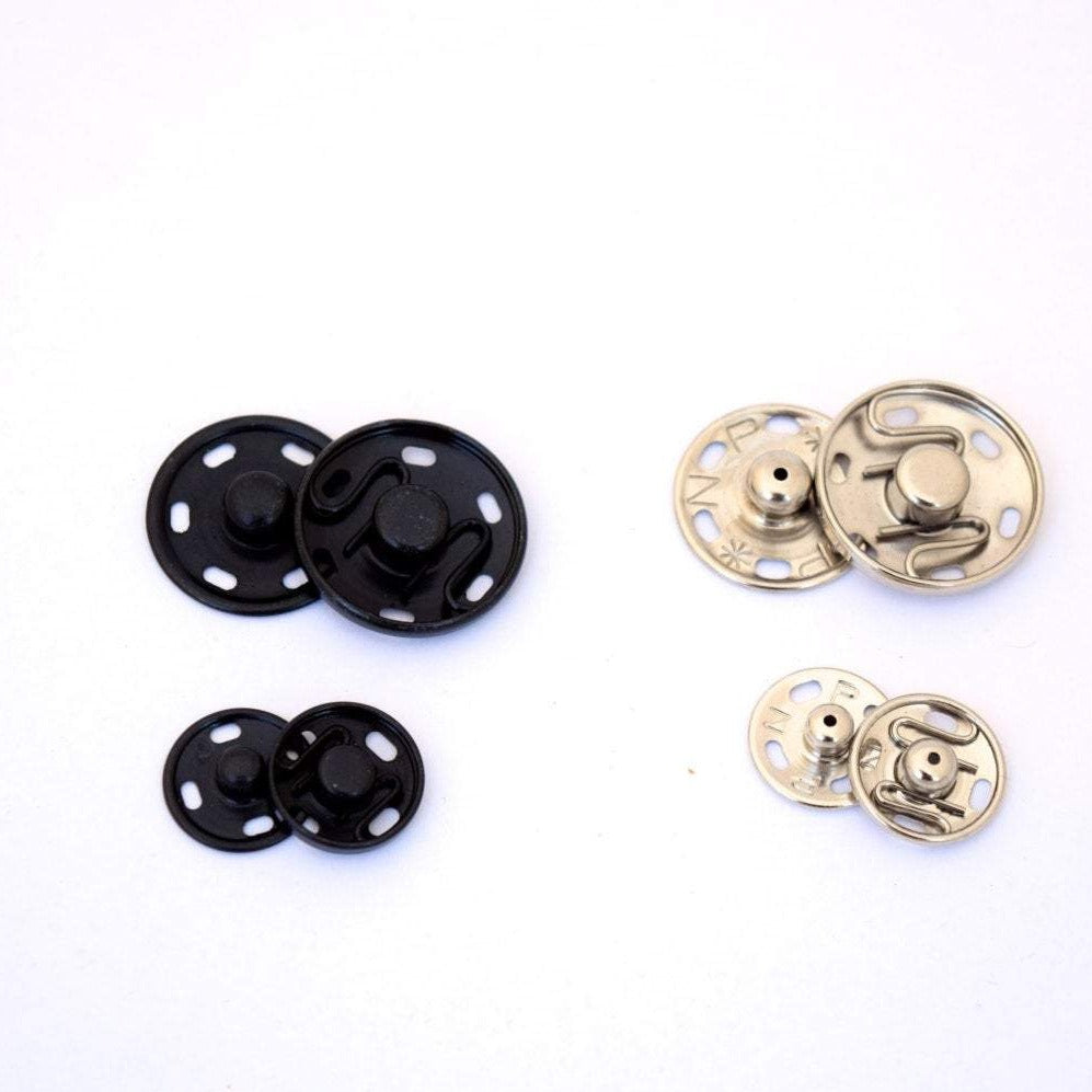 Sew-On Snap Metal Buttons Black Nickel