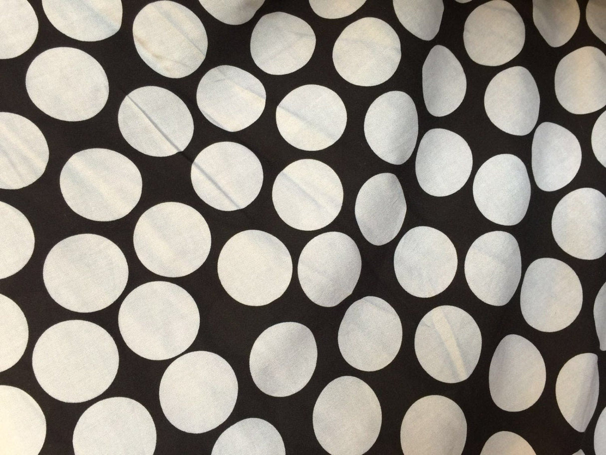 Rayon Challis Polka Dot Black Background
