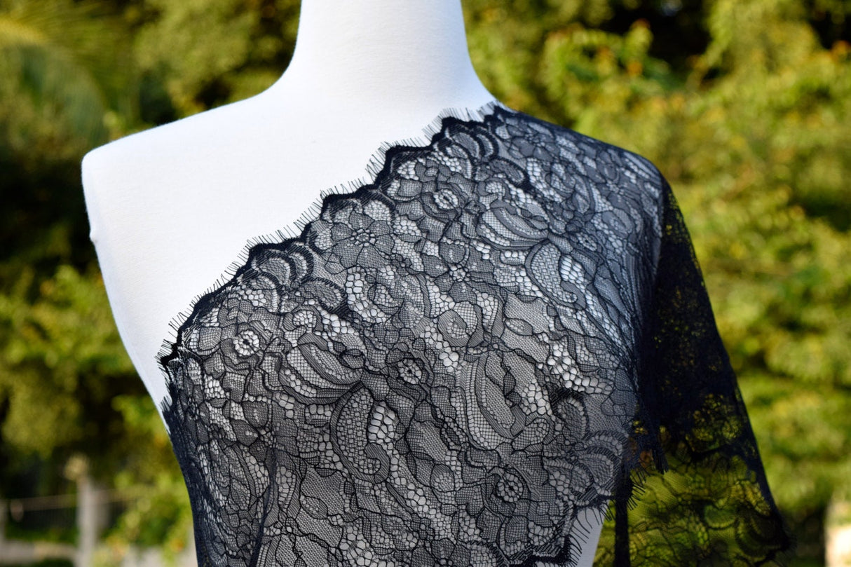 French Chantilly Lace Trim Black