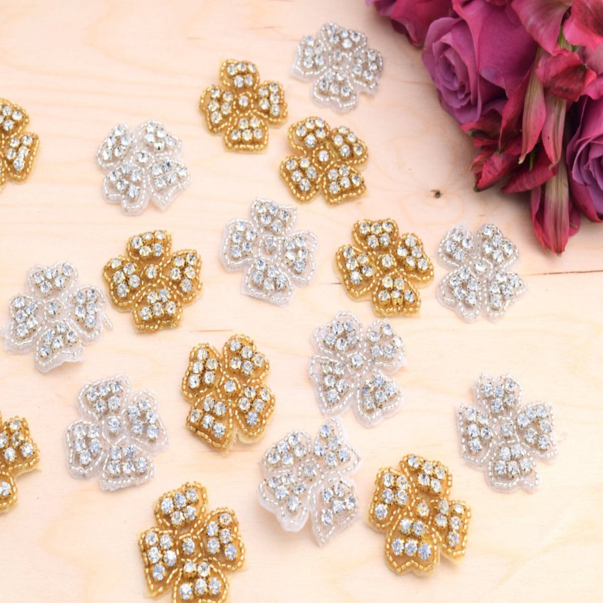 Rhinestone Flower Patch Applique