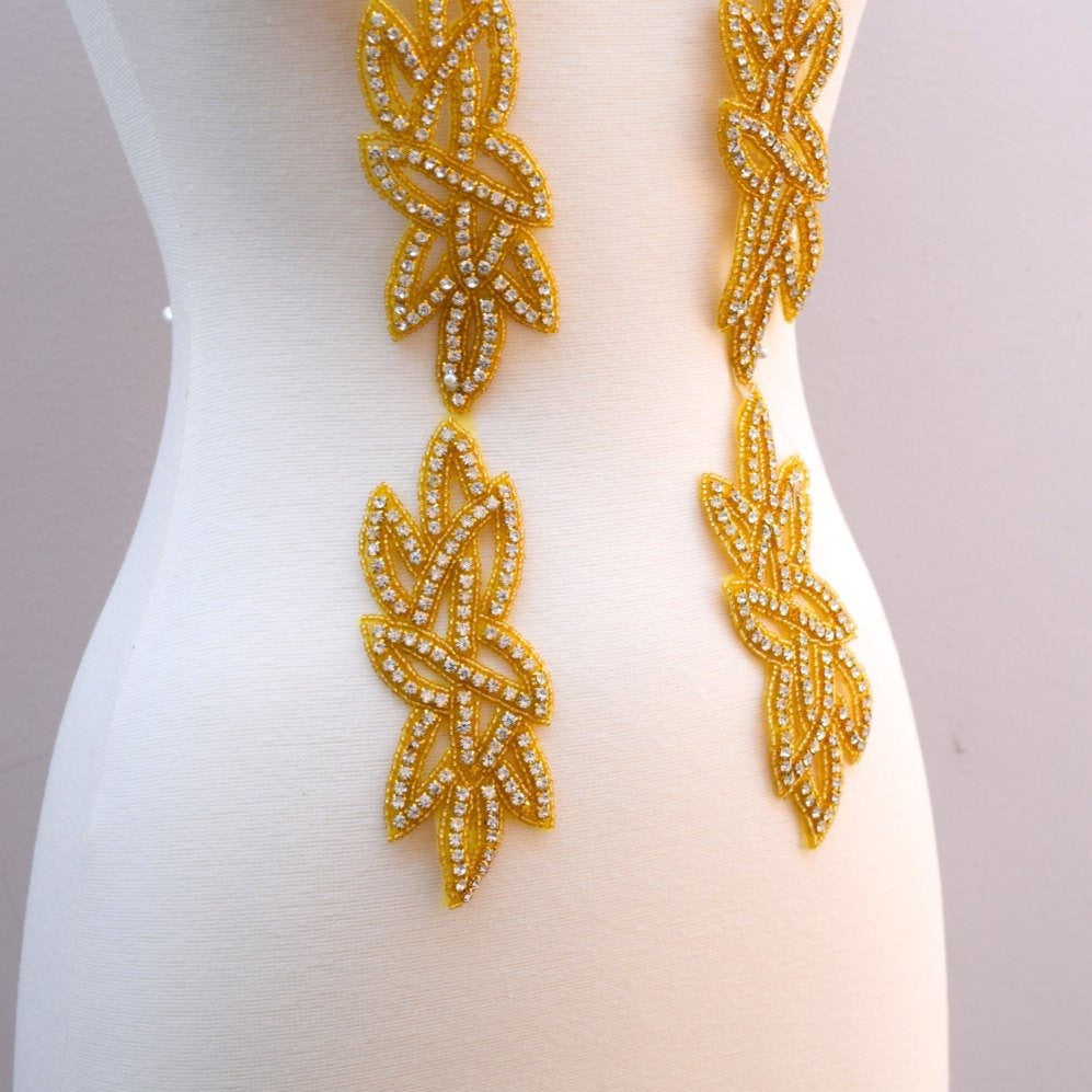 Gold Rhinestone Iron-On Applique