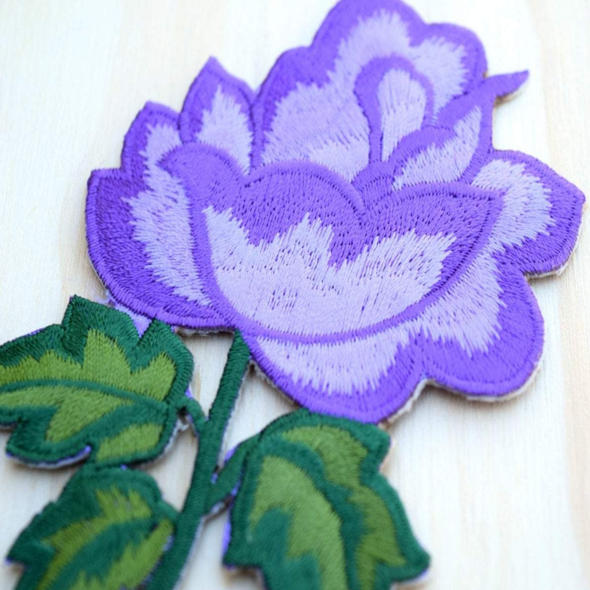 Flower Patch Iron-On Purple Embroidery Applique