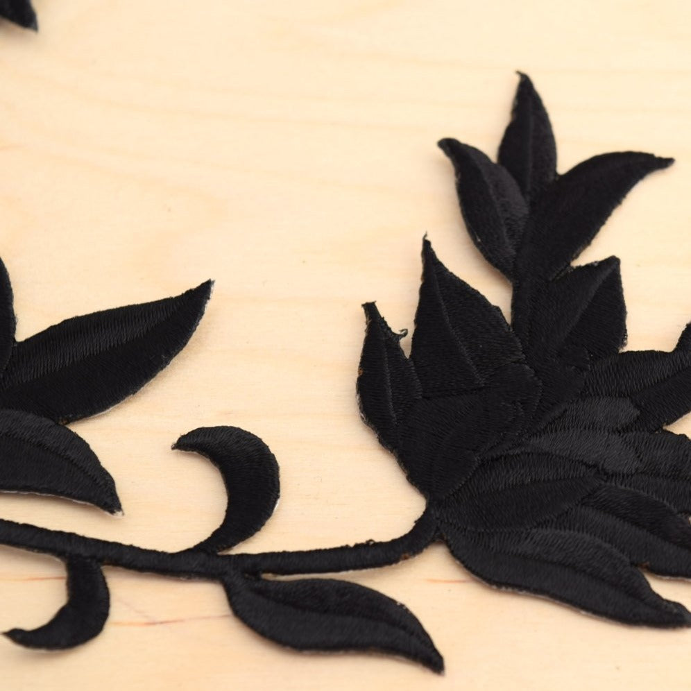 Black Flower Patch Applique