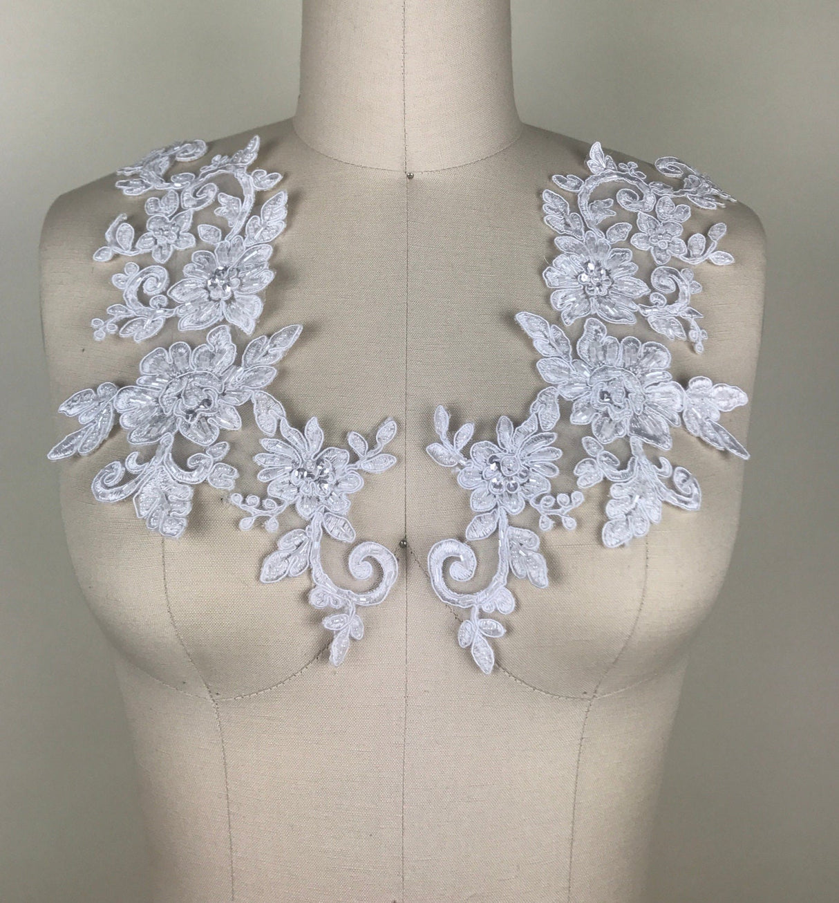 Beaded Applique White Ivory