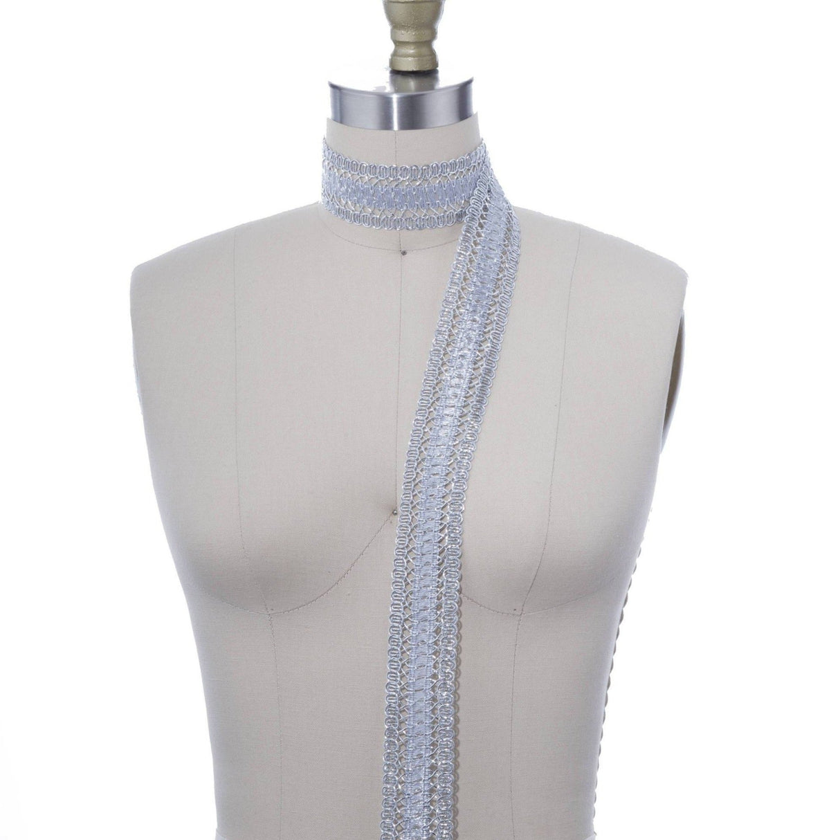 Metallic Woven Gimp Trim 1.75" Silver Gold