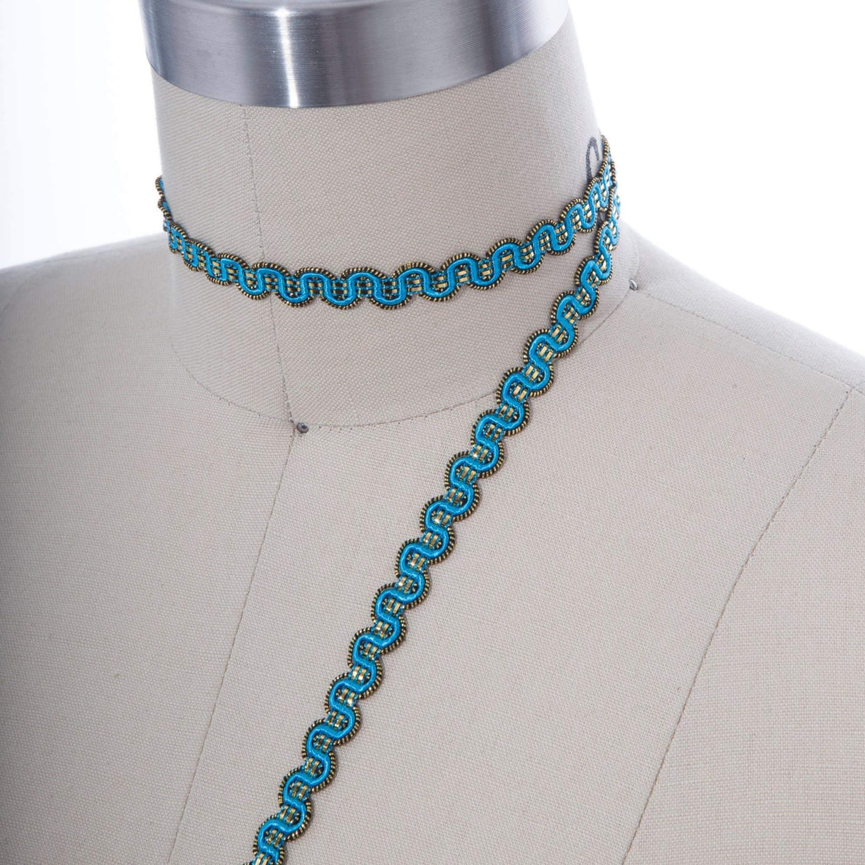 Gimp Trim Aqua Blue Gold 3/8 Inch