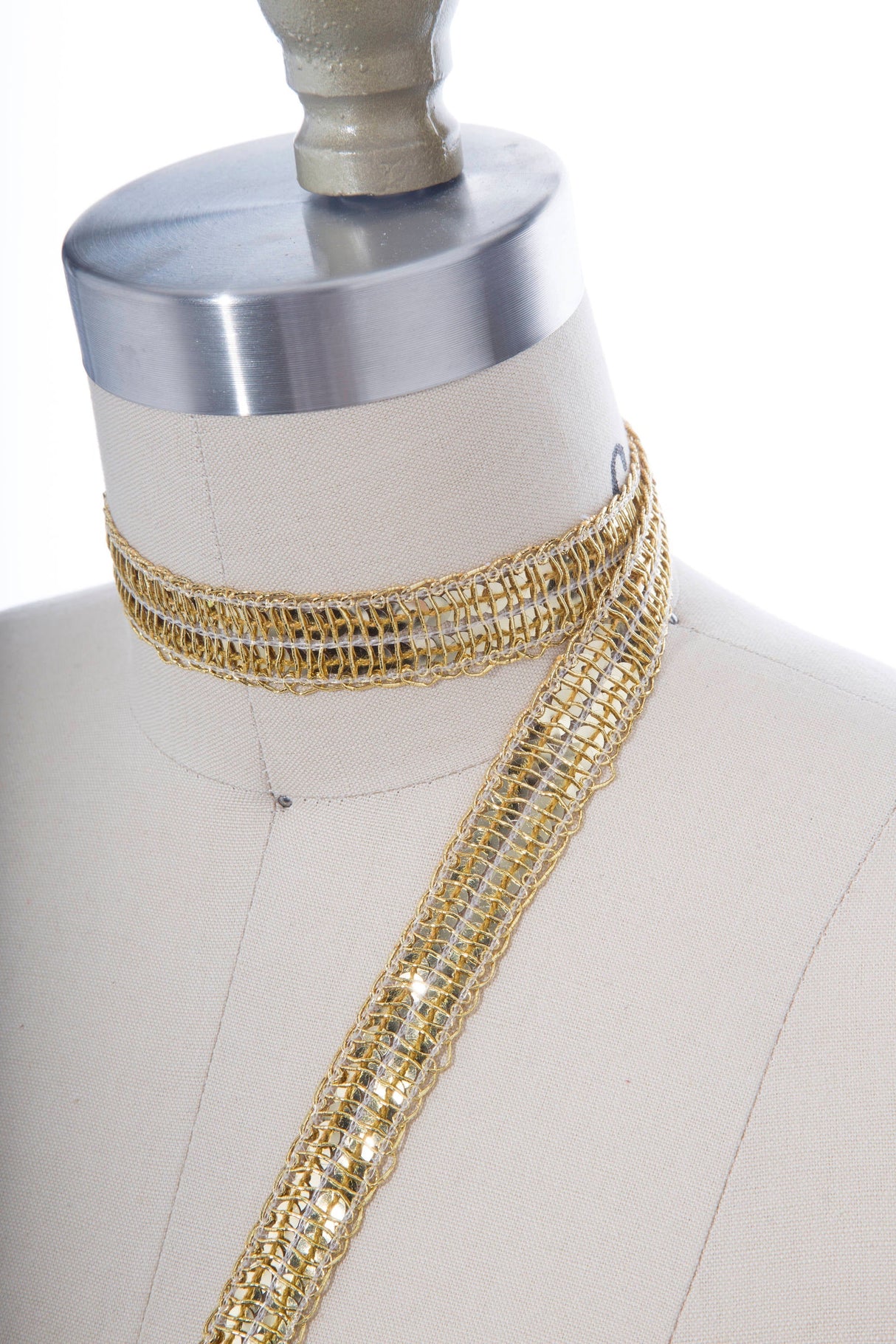 Sequin Ribbon Trim Gold Two-Line