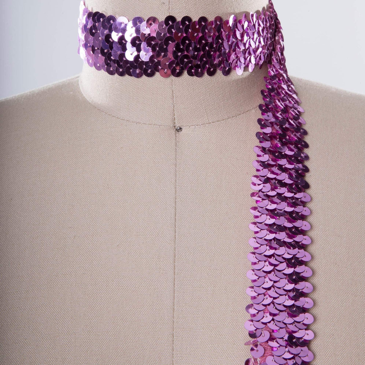 Stretch Sequin Trim Mauve Pink 1 Yard
