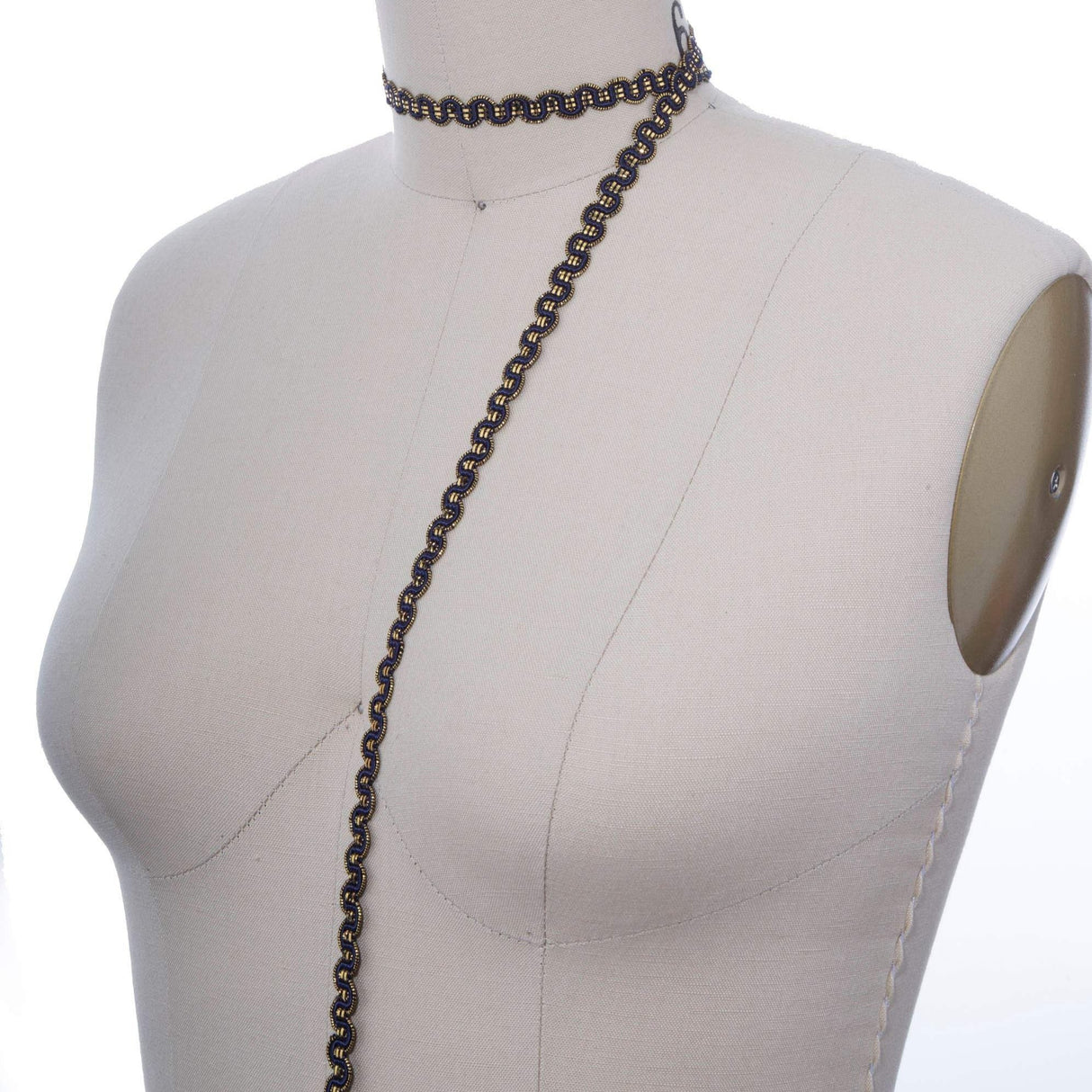 Gimp Trim Navy Gold Scroll 3/8 Inch