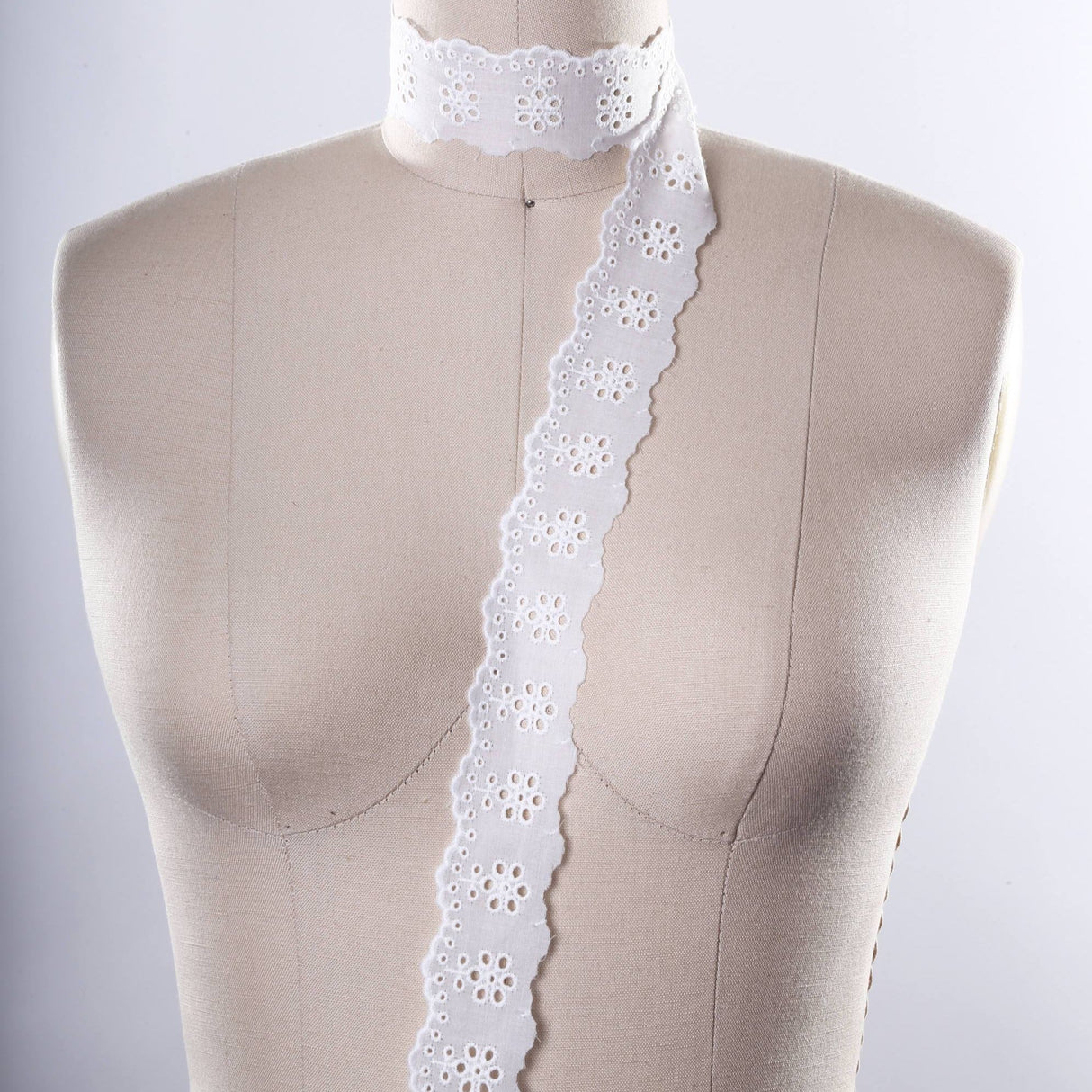 Eyelet Lace Trim White Cotton 2"