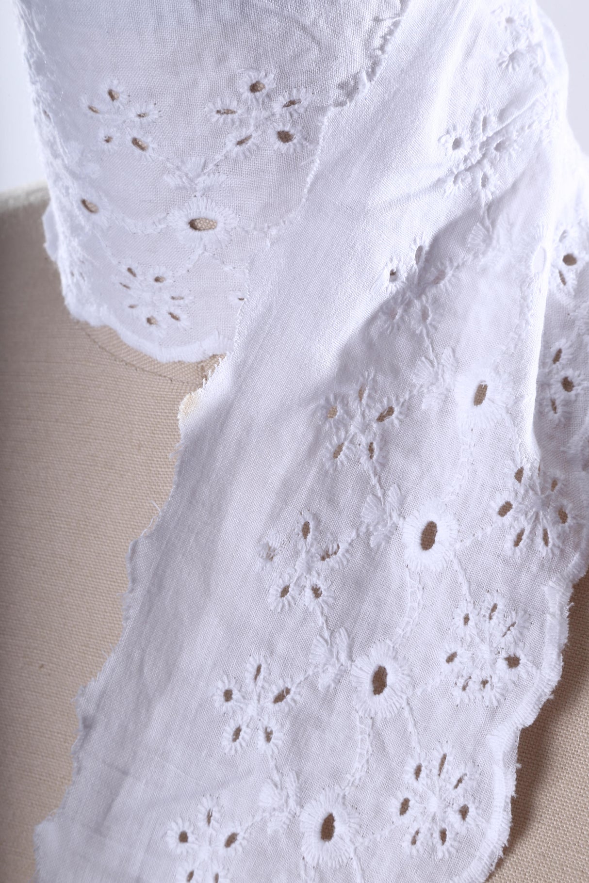 Eyelet Lace Trim White Cotton 3in Scalloped