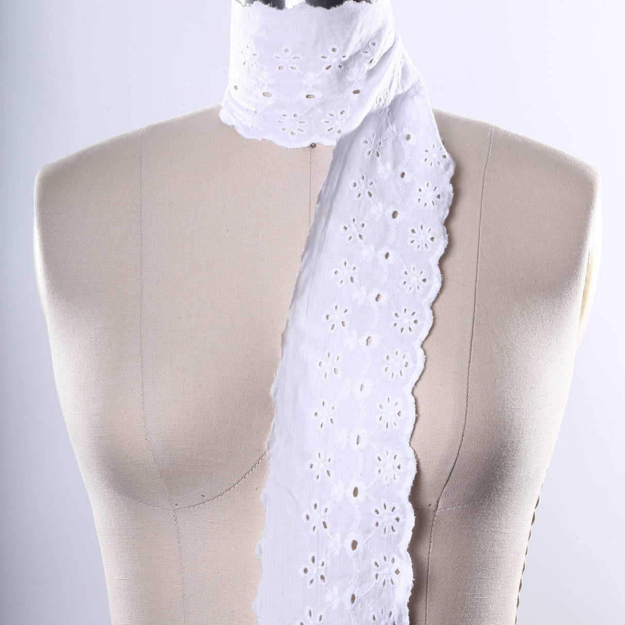 Eyelet Lace Trim White Cotton 3in Scalloped