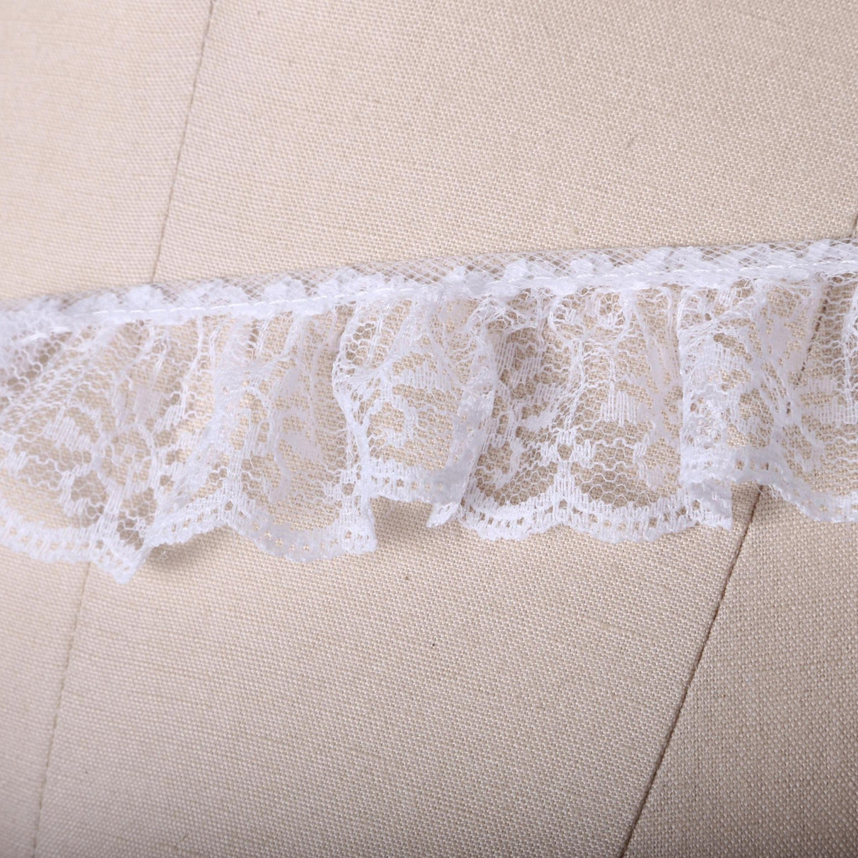 Ruffled Lace Trim White 2 Inch