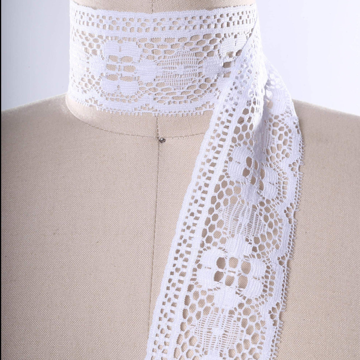 Lace Trim Ivory White Polyester 2 Yards