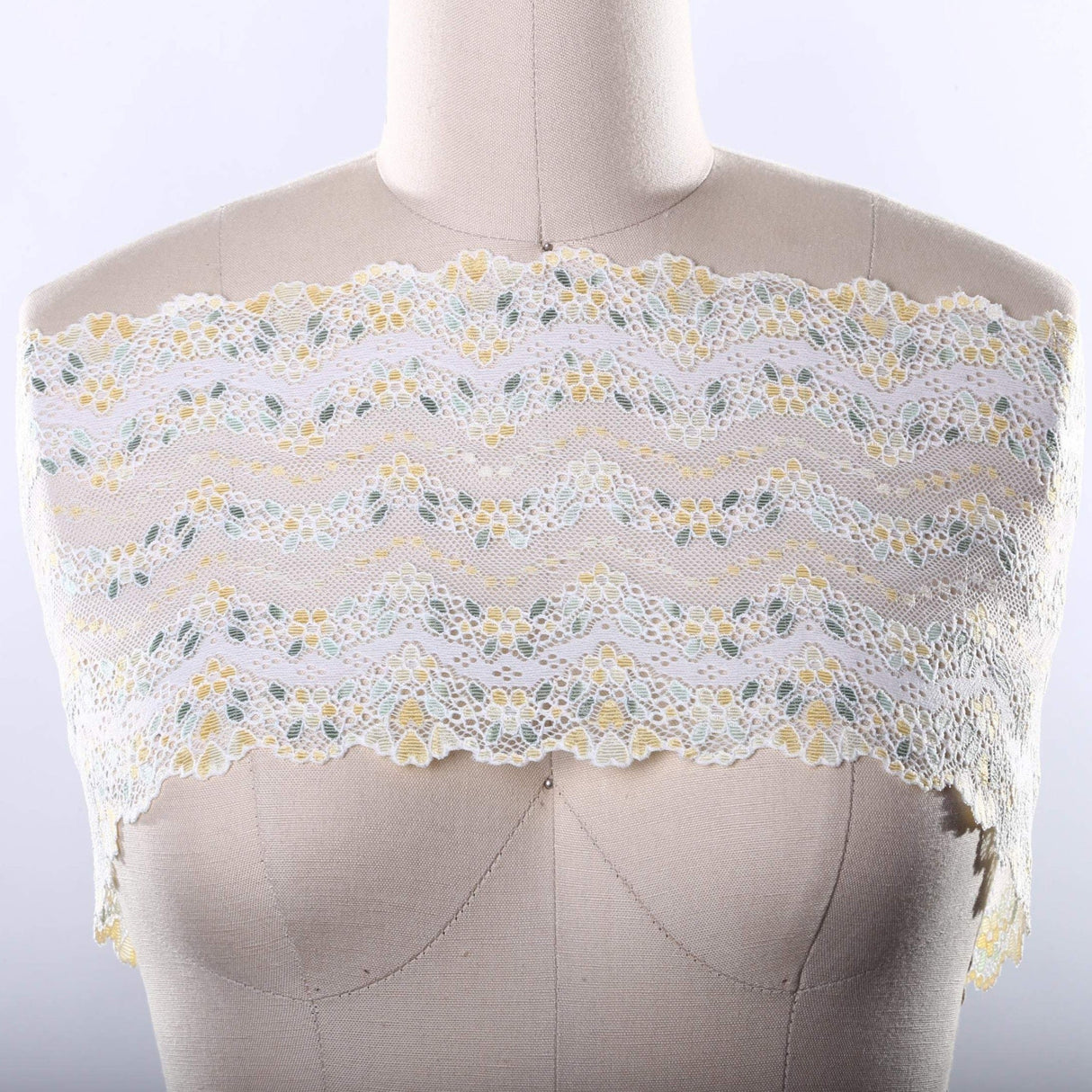 Stretch Lace Trim Yellow White Green 7in