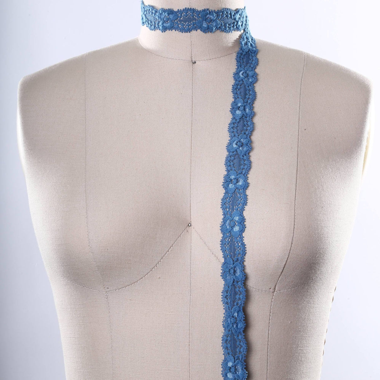 Stretch Lace Trim Dark Teal Blue 7/8 Inch