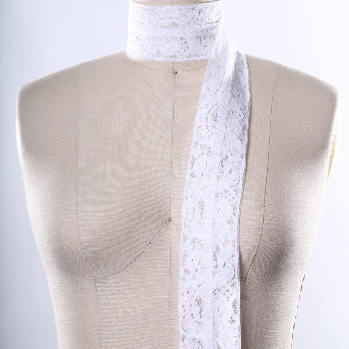 Floral Lace Trim White Polyester 2 Yards