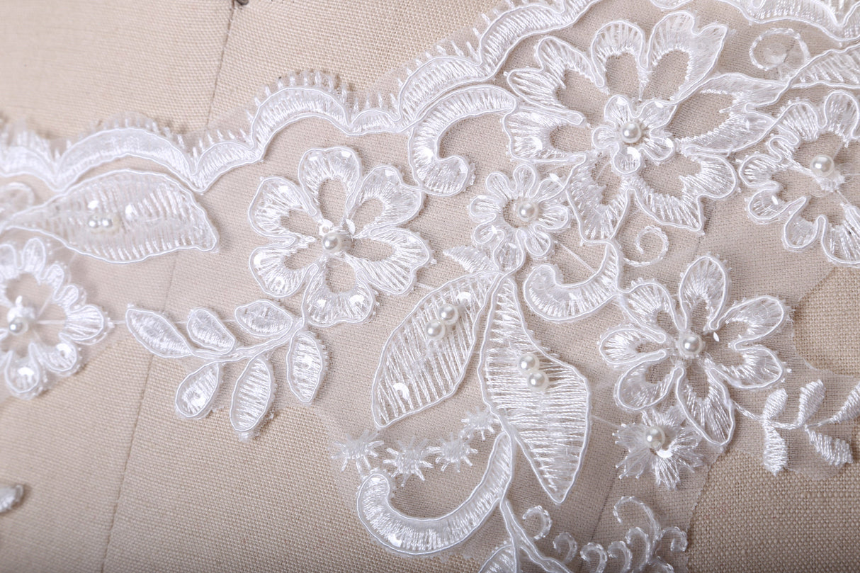 Bridal Lace Trim 6" Sequin Beaded