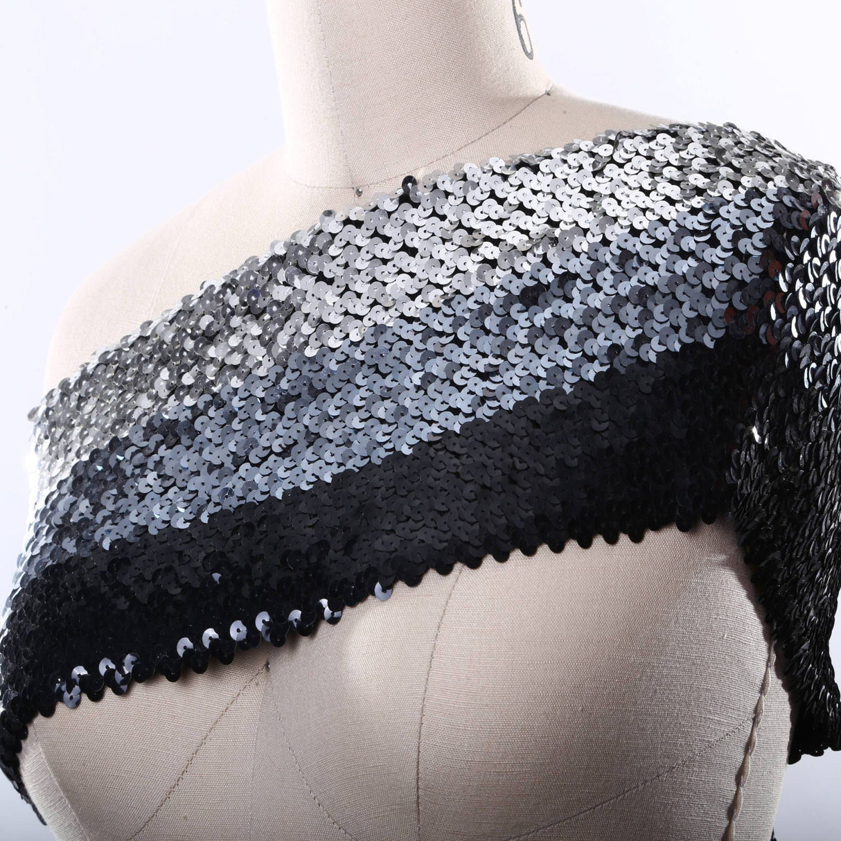 Stretch Sequin Trim Silver Gunmetal Black