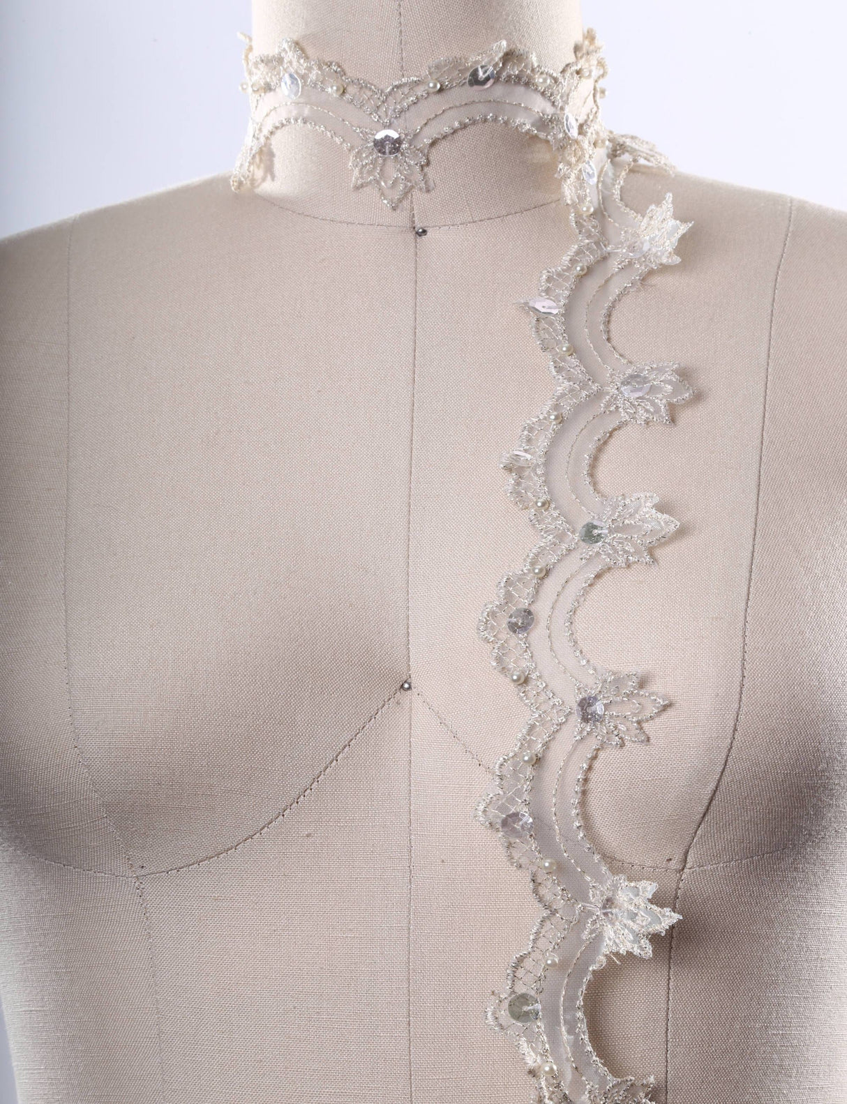 Beaded Lace Trim Champagne 1 Inch