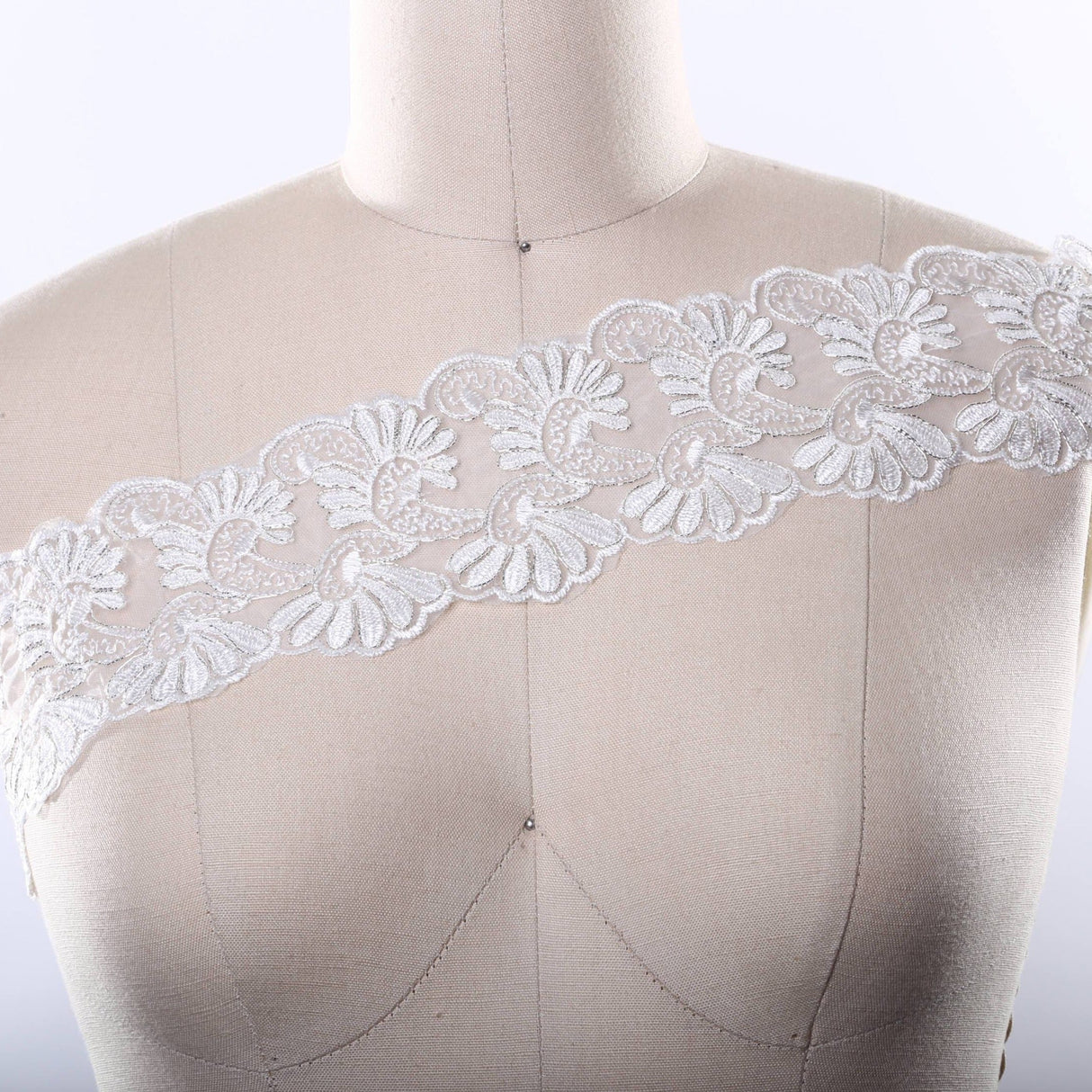Bridal Lace Trim White Double Fan