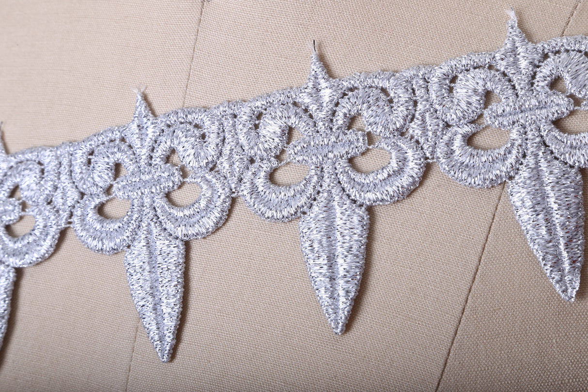 Venice Lace Trim Metallic Gold Silver 3.25in