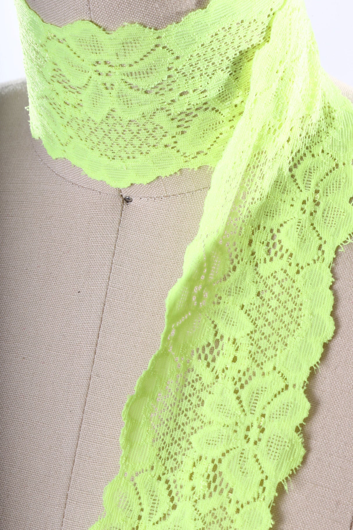Stretch Lace Trim Neon Green 2.5"