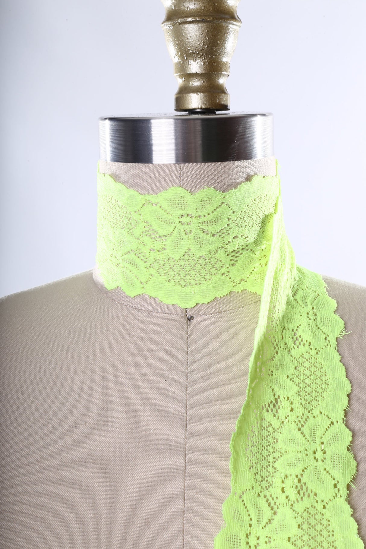 Stretch Lace Trim Neon Green 2.5"