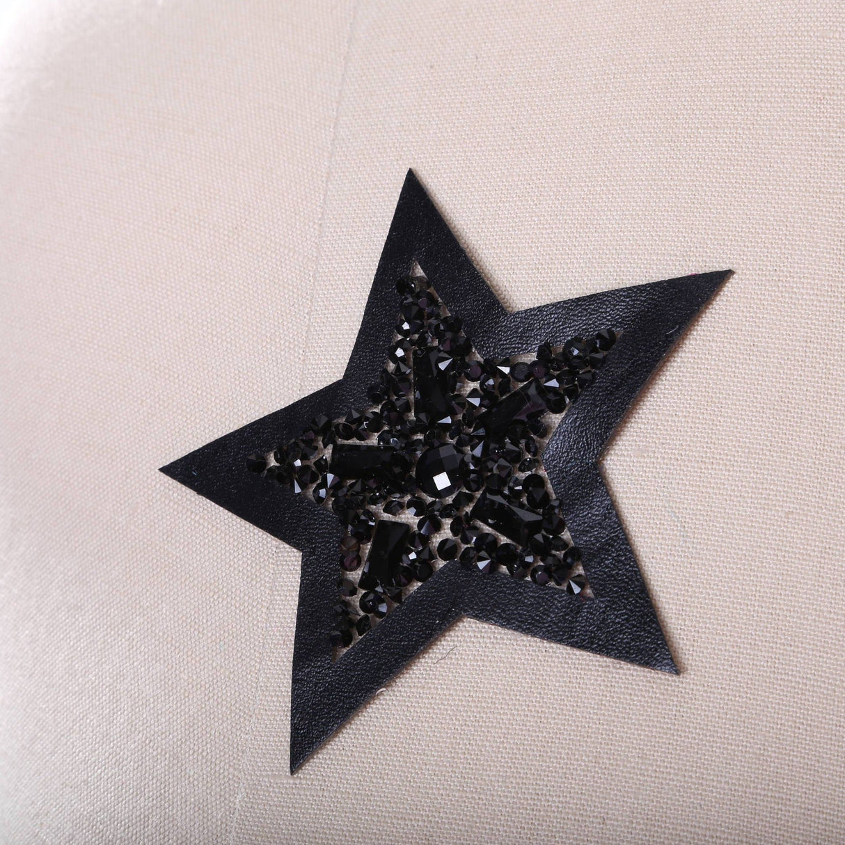 Star Patch Faux Leather Black 3.5"