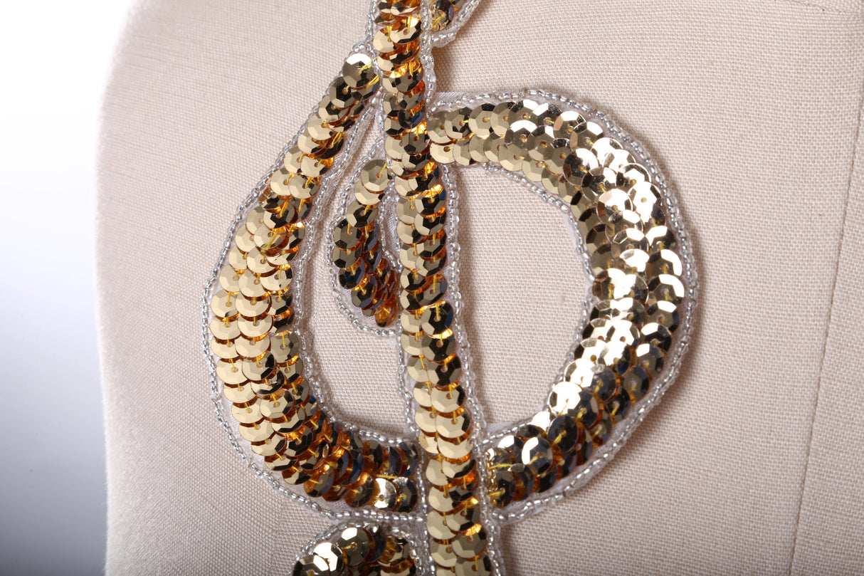 Music Note Patch Gold Sequined Oversized