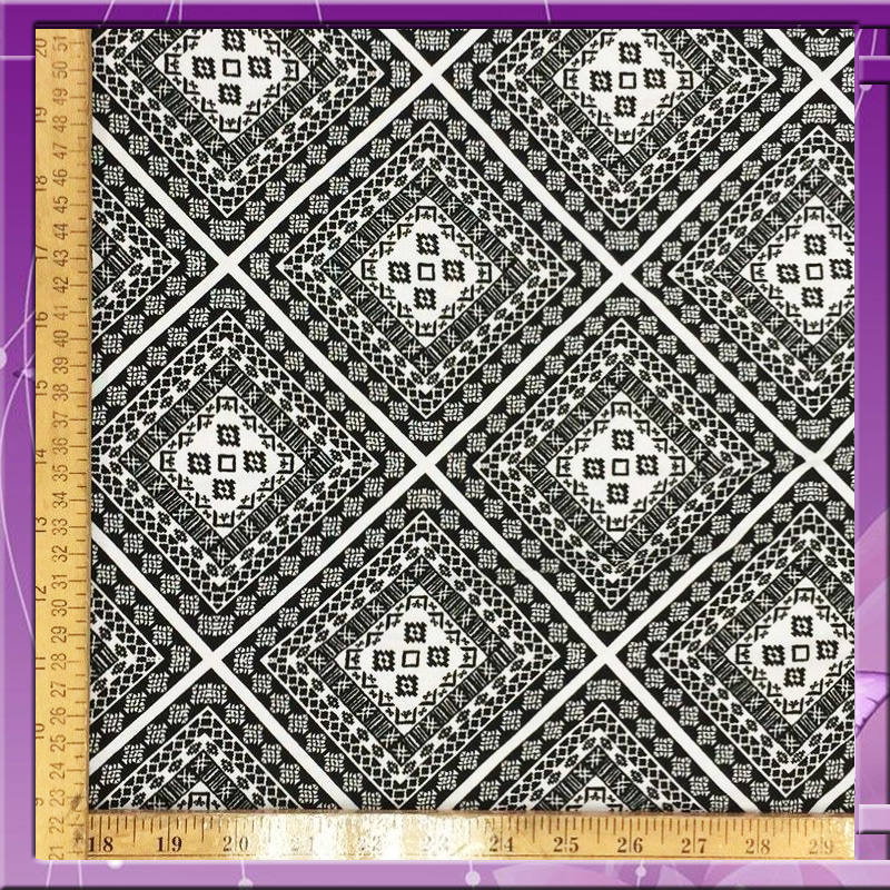 Rayon Challis Black and White Squares