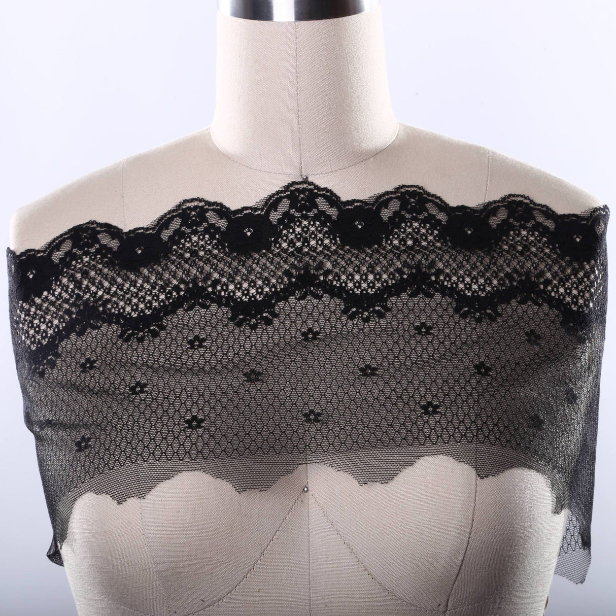 Lace Trim Black Polyester 6 Inch Scallop