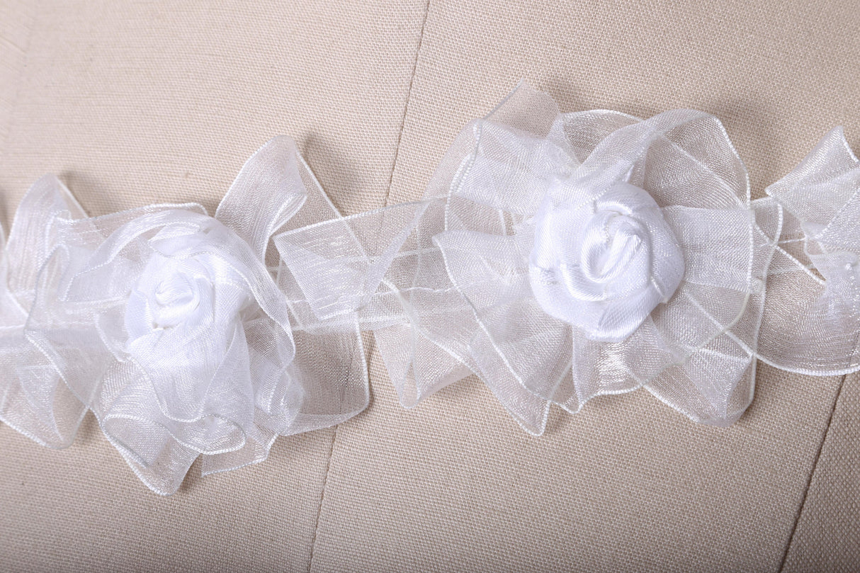 3D Flower Organza Lace Trim White