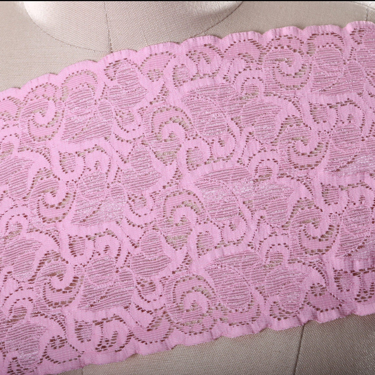 Stretch Lace Trim Pink Heavy Duty