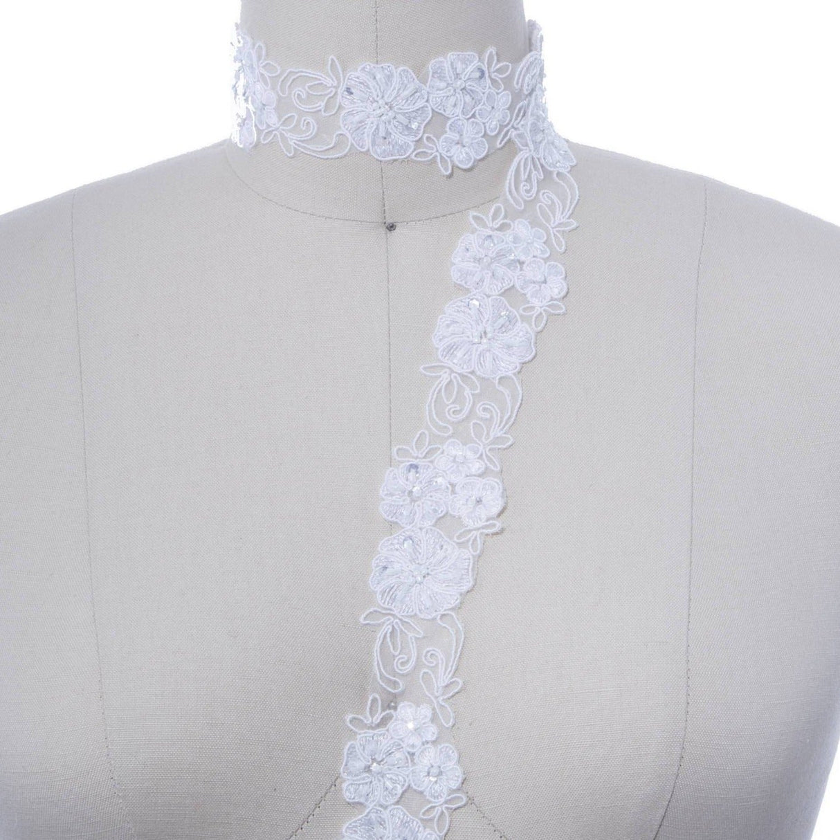 Bridal Lace Trim Ivory Sequin Beaded