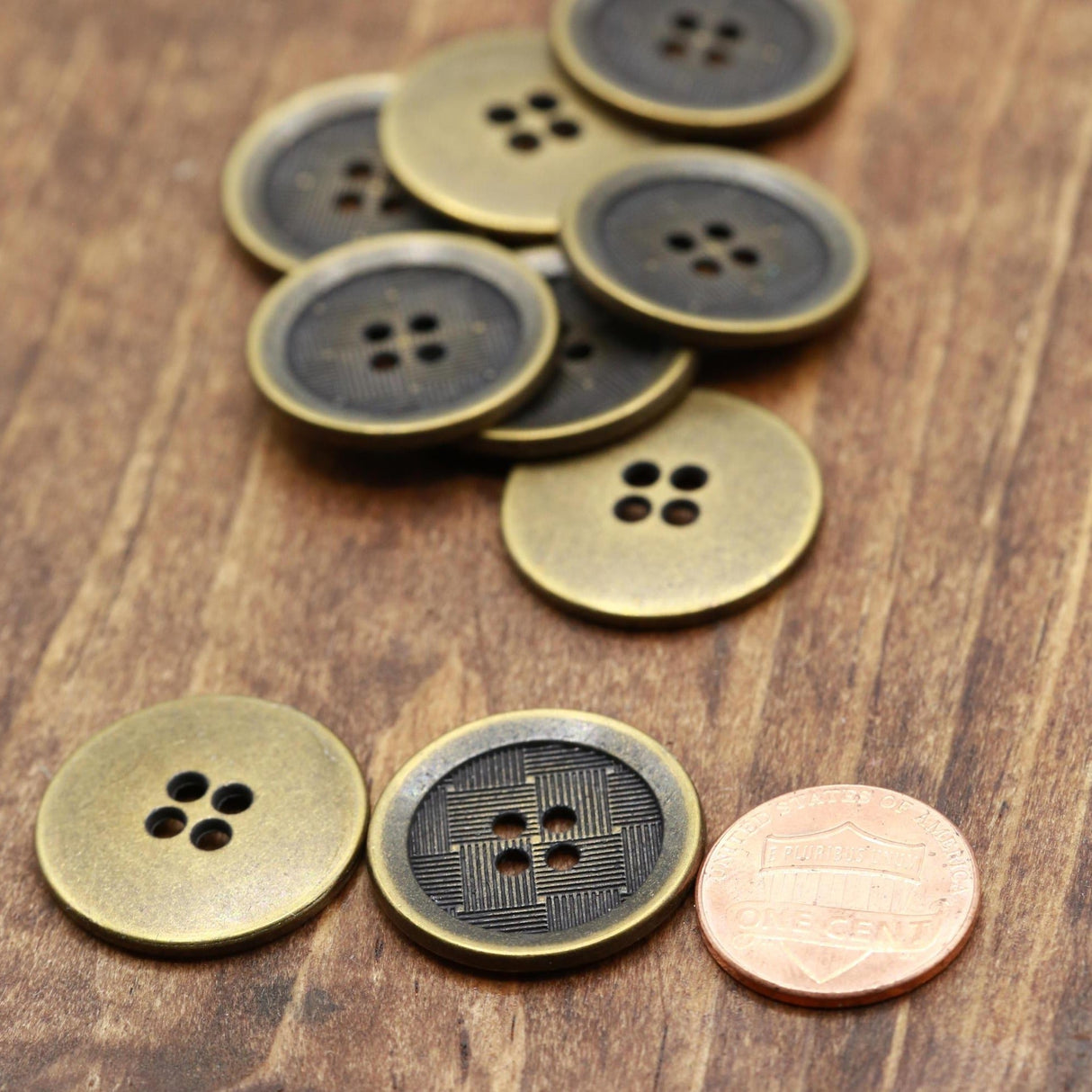 Brass Metal Button 4-Pack 7/8 Inch