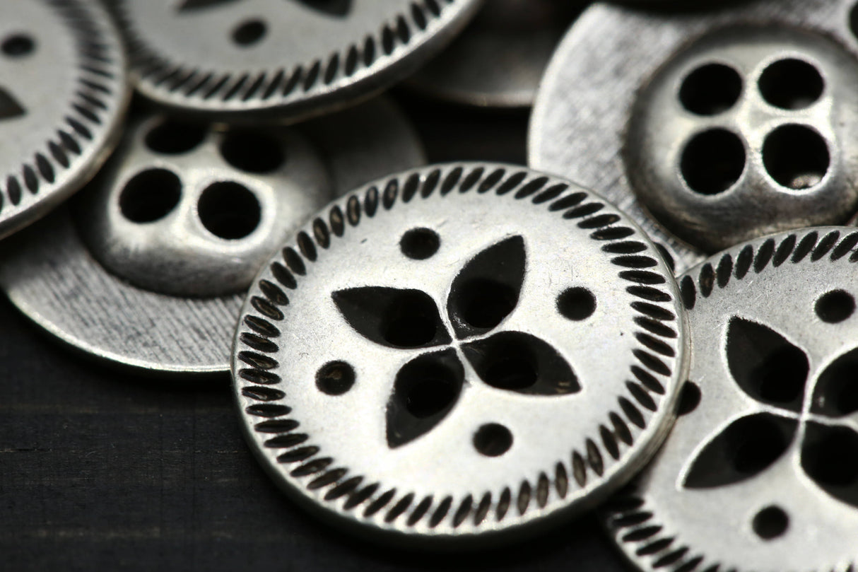 Metal Button Silver Almonds and Dots