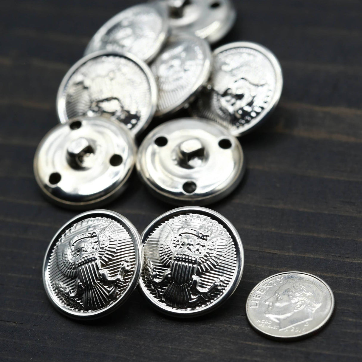 Shank Button Silver Aluminum Bald Eagle 36L