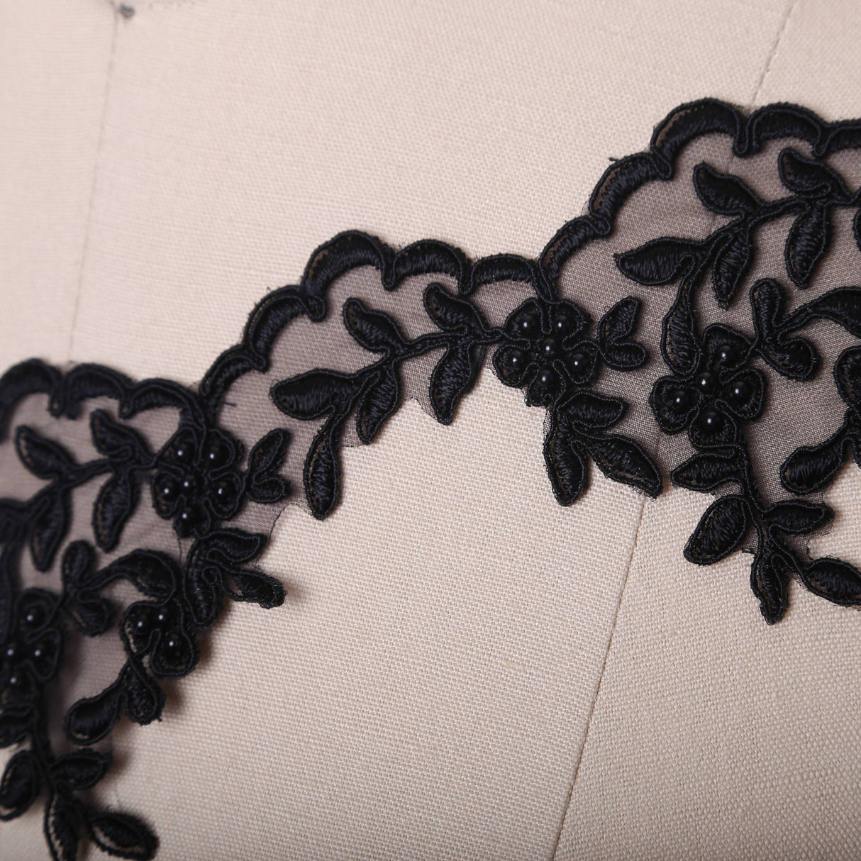 Black Beaded Lace Trim
