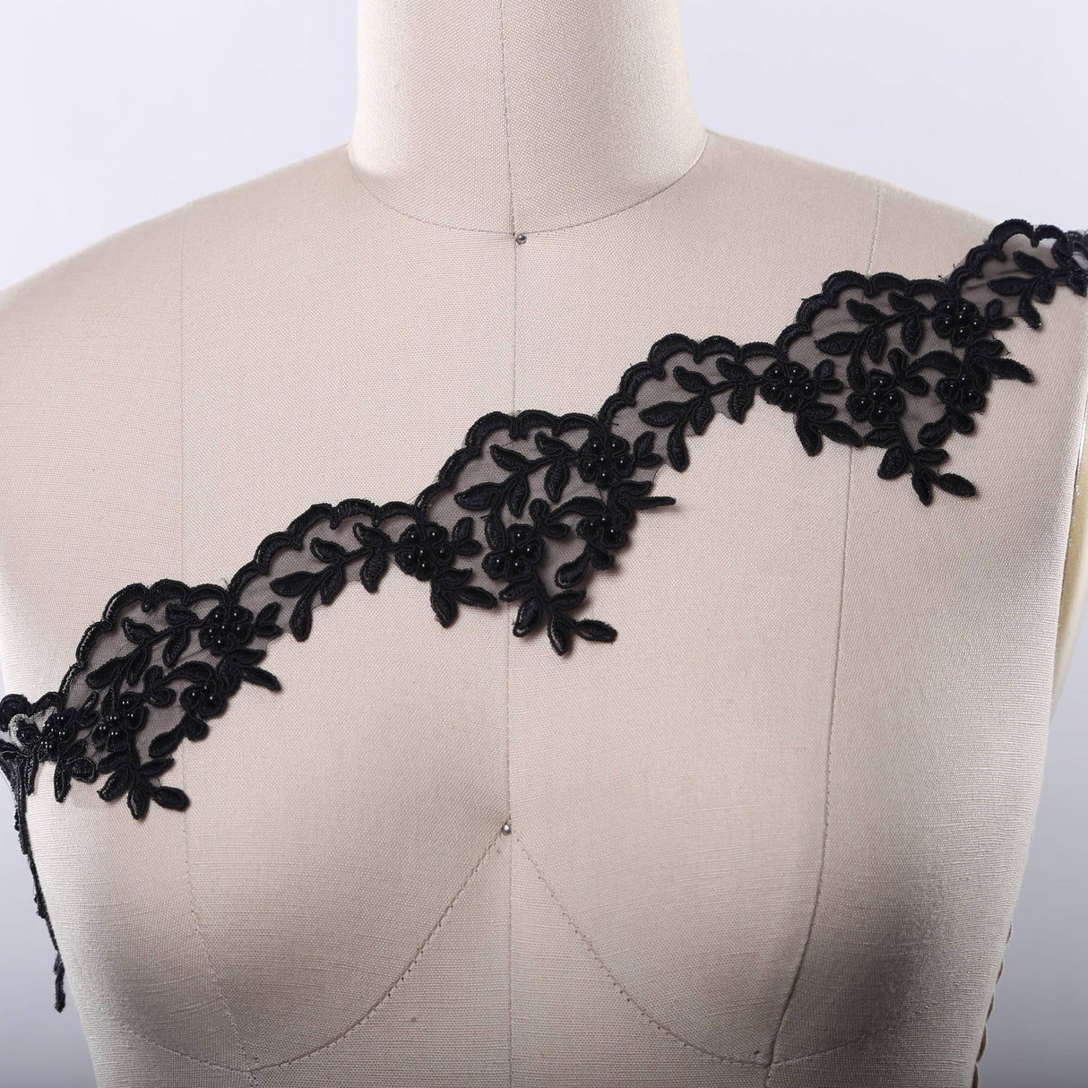 Black Beaded Lace Trim