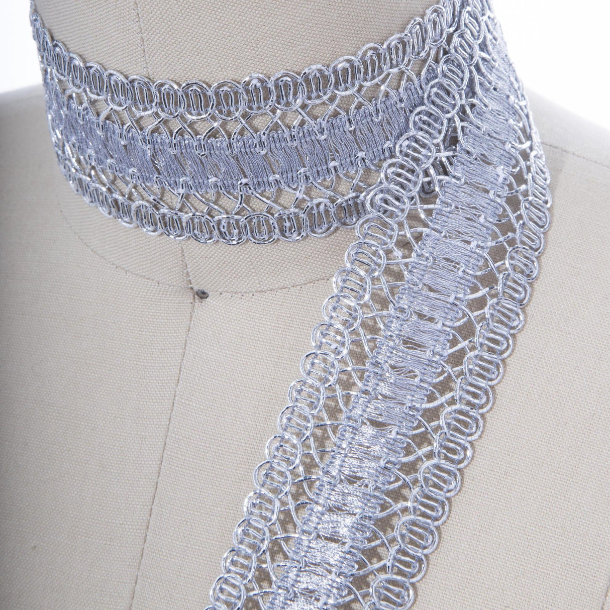 Metallic Woven Gimp Trim 1.75" Silver Gold